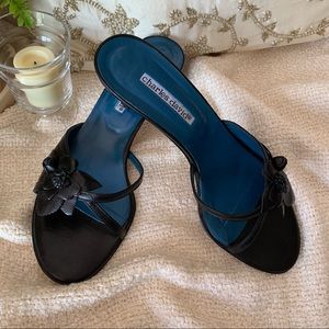 Charles David Leather Kitten Heel Slides.